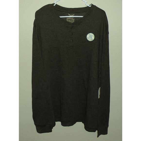 Faded Glory Men’s 3XL LS Signature Thermal Henley Shirt Brown Tagless NWT - Picture 1 of 3